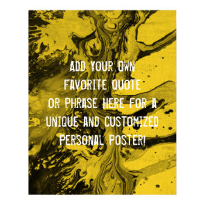 Add a Custom Quote Black Marble, Mustard Yellow Poster