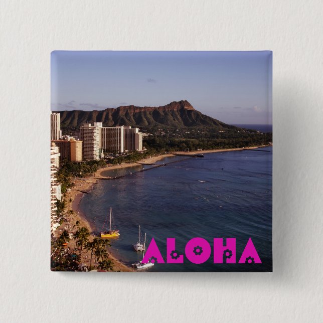 Add a Hawaiian Vacation Photo Pinback Button (Front)