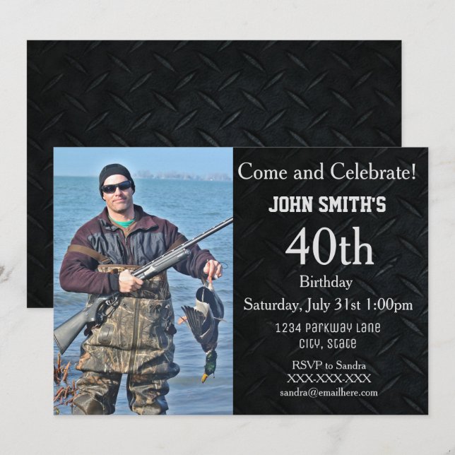 Add A Hunting or Hobby Photo Men's Birthday Invite (Front/Back)