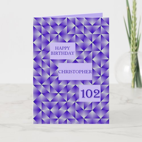 Add a name 102nd Birthday with Purple Shapes Card