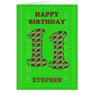 Add A Name 11th Birthday Footballs  Cards