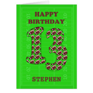 Add A Name 13th Birthday Footballs  Cards