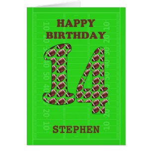 Add A Name 14th Birthday Footballs Cards