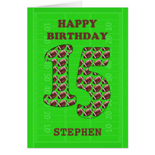 Add A Name 15th Birthday Footballs  Cards