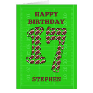 Add A Name 17th Birthday Footballs  Cards
