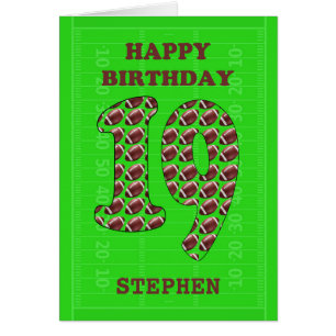 Add A Name 19th Birthday Footballs  Cards