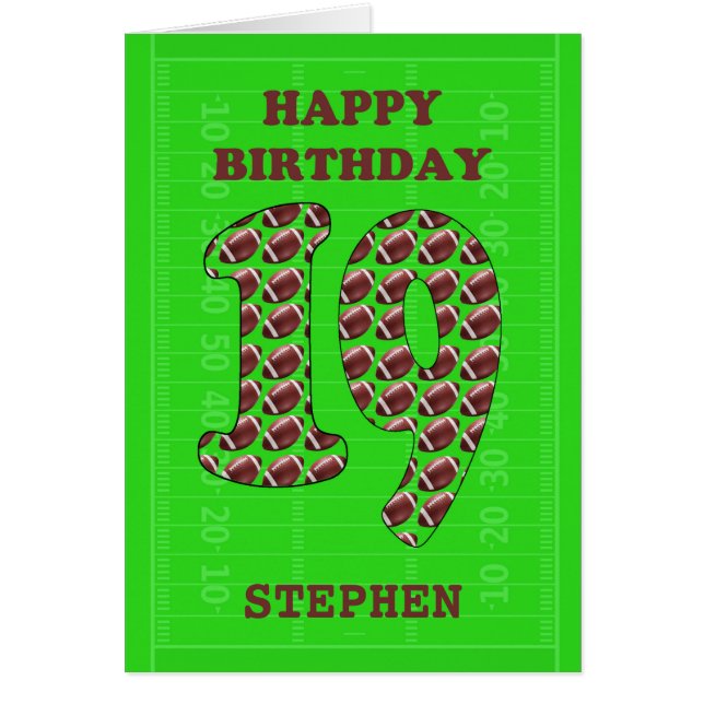 Add A Name 19th Birthday Footballs  Cards (Front)