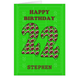 Add A Name 22nd Birthday Footballs  Cards
