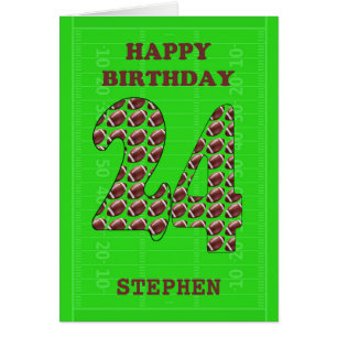 Add A Name 24th Birthday Footballs  Cards