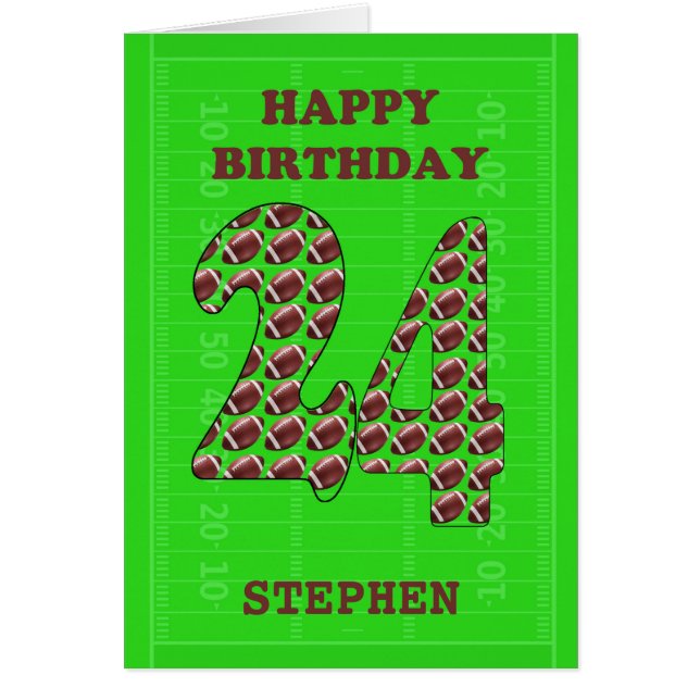 Add A Name 24th Birthday Footballs  Cards (Front)