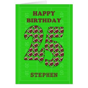 Add A Name 25th Birthday Footballs Cards