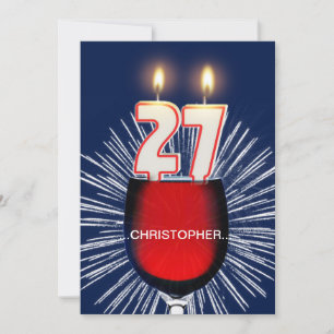 Add a name, 27th Birthday party Invitation, wine Invitation