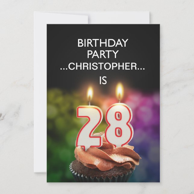 Add a name, 28th Birthday party Invitation (Front)