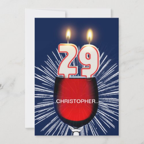 Add a name 29th Birthday party Invitation wine Invitation