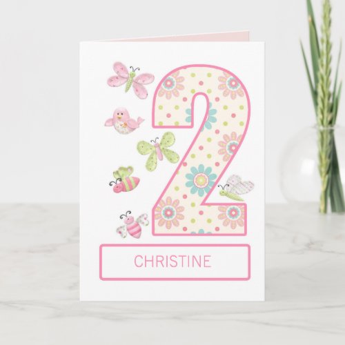 Add a Name 2nd Birthday with Bugs and Butterflies Card