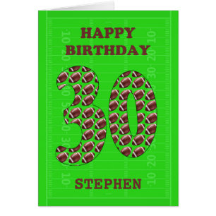Add A Name 30th Birthday Footballs  Cards