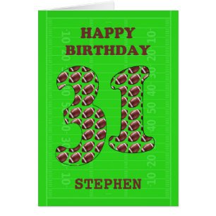 Add A Name 31st Birthday Footballs  Cards