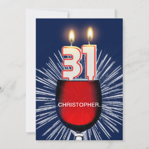 Add a name, 31st Birthday party Invitation, wine Invitation