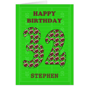 Add A Name 32nd Birthday Footballs Cards