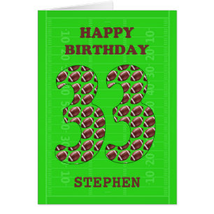 Add A Name 33rd Birthday Footballs  Cards