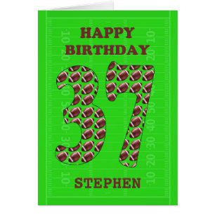Add A Name 37th Birthday Footballs Cards