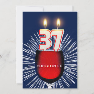 Add a name, 37th Birthday party Invitation, wine Invitation