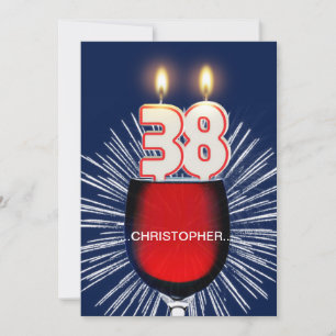 Add a name, 38th Birthday party Invitation, wine Invitation