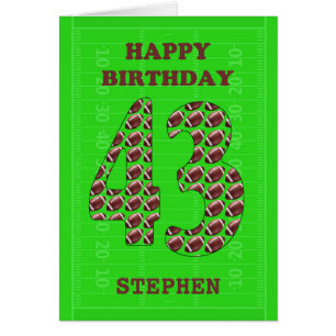 Add A Name 43rd Birthday Footballs  Cards