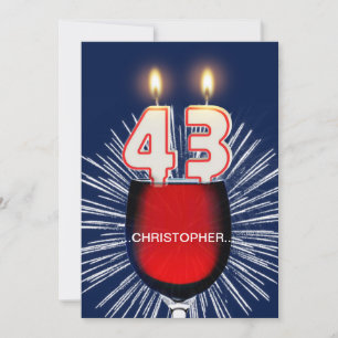 Add a name, 43rd Birthday party Invitation, wine Invitation