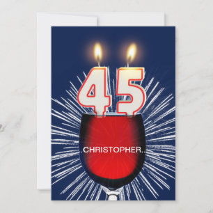 Add a name, 45th Birthday party Invitation, wine Invitation
