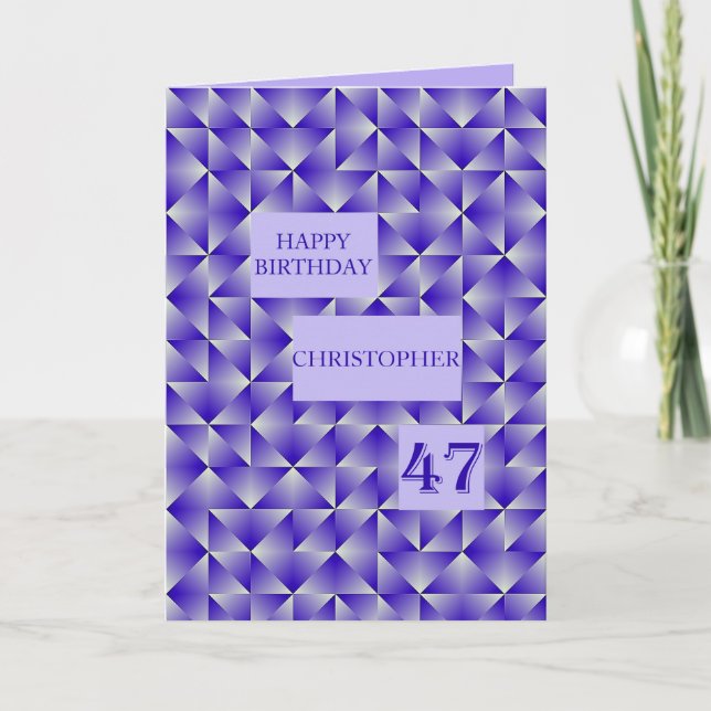 Add a name 47th Birthday with Purple Shapes Card (Front)