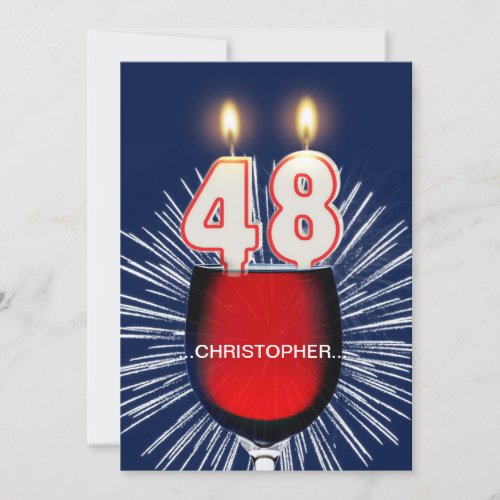 Add a name 48th Birthday party Invitation wine Invitation