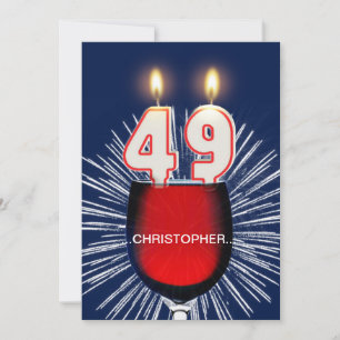 Add a name, 49th Birthday party Invitation, wine Invitation
