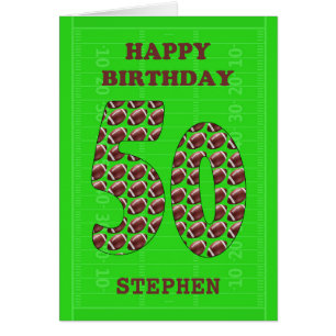 Add A Name 50th Birthday Footballs Cards