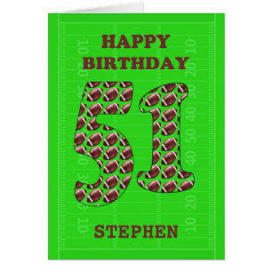 Add A Name 51st Birthday Footballs  Cards