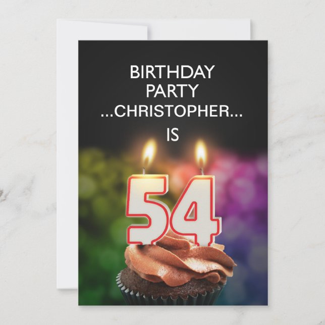 Add a name, 54th Birthday party Invitation (Front)