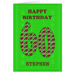 Add A Name 60th Birthday Footballs  Cards