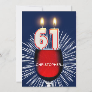 Add a name, 61st Birthday party Invitation, wine Invitation