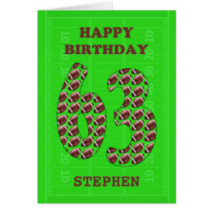 Add A Name 63rd Birthday Footballs  Cards