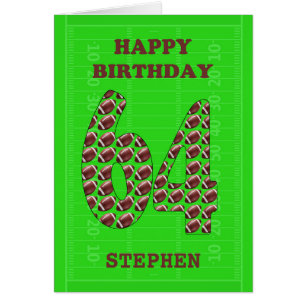 Add A Name 64th Birthday Footballs  Cards
