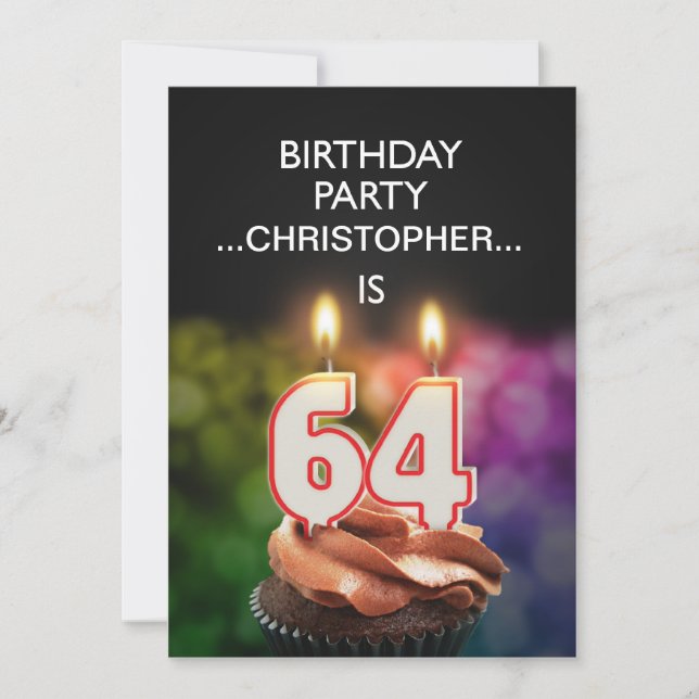 Add a name, 64th Birthday party Invitation (Front)