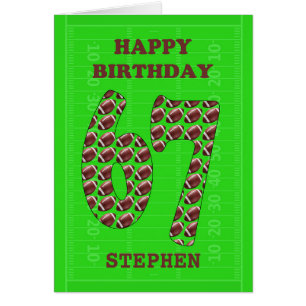 Add A Name 67th Birthday Footballs  Cards