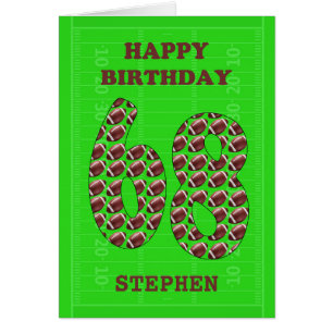 Add A Name 68th Birthday Footballs  Cards