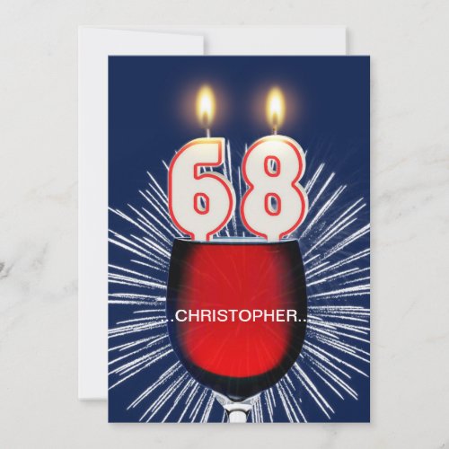 Add a name 68th Birthday party Invitation wine Invitation