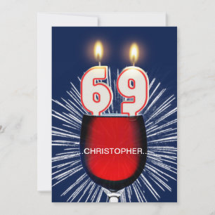 Add a name, 69th Birthday party Invitation, wine Invitation