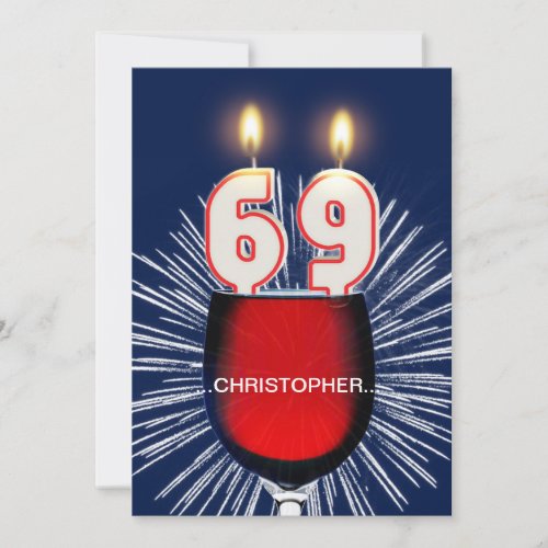 Add a name 69th Birthday party Invitation wine Invitation