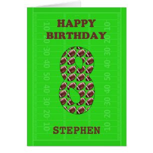 Add A Name 8th Birthday Footballs  Cards