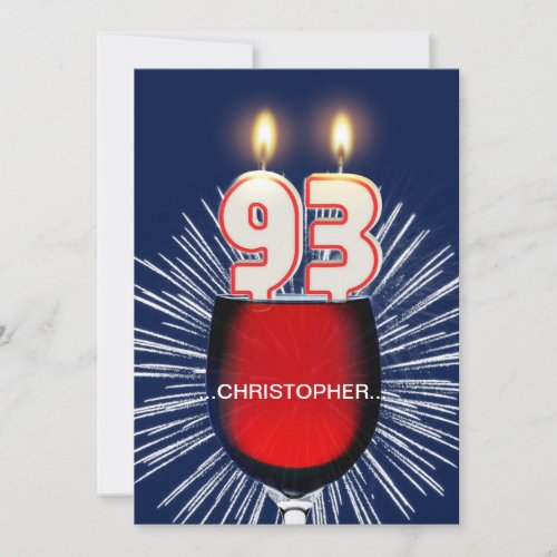Add a name 93rd Birthday party Invitation wine Invitation