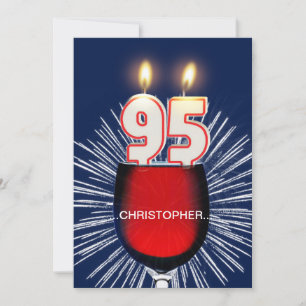 Add a name, 95th Birthday party Invitation, wine Invitation