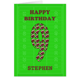 Add A Name 9th Birthday Footballs  Cards